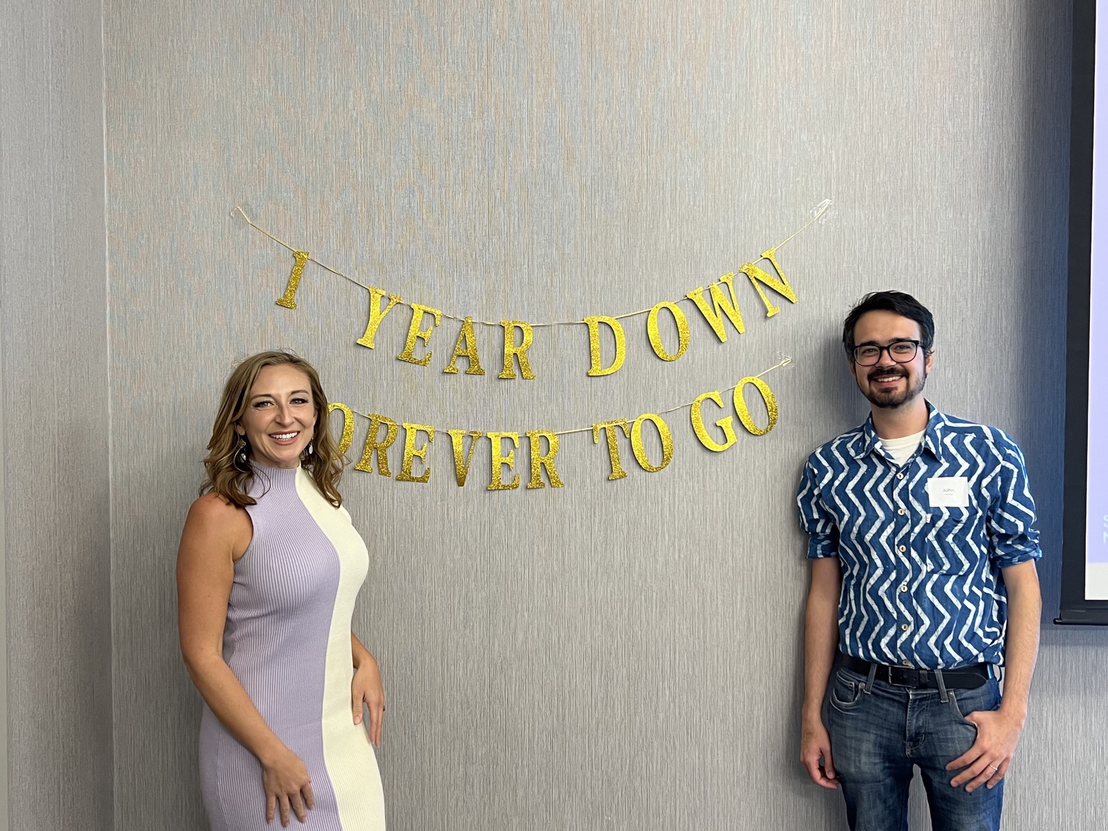 Kristen and John celebrating one year of Dynamic Tech Media.